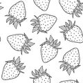 Seamless pattern of juicy, ripe, beautiful strawberries on a white background. Summer berries illustration.